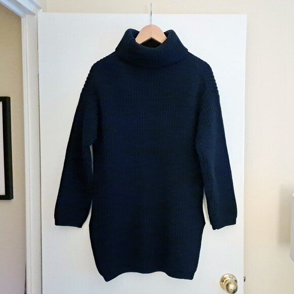 THAKOON Lambswool Navy Chunky Ribbed Turtleneck Sweater, sz S - Picture 2 of 10